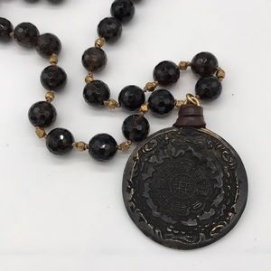 Vtg Oversized Handmade Ancient Pendant Necklace